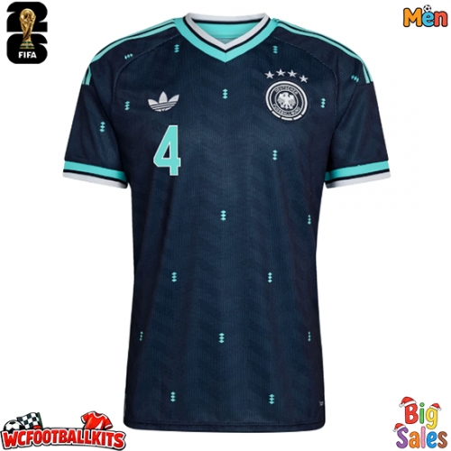 Germany Jonathan Tah #4 Replica Away Stadium Shirt World Cup 2026 Short Sleeve